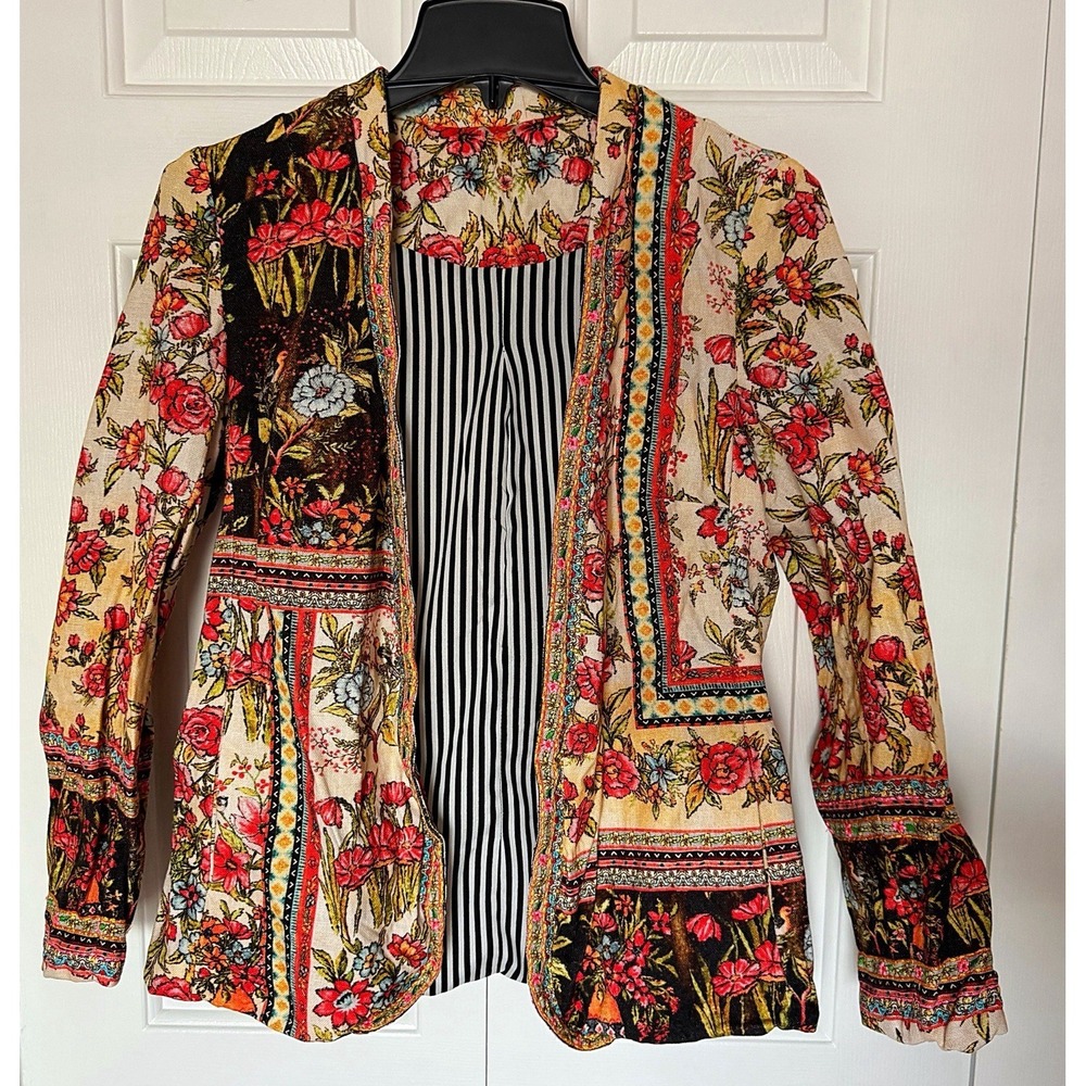 Anthropologie Vineet Bahl Lula Floral Embroidered Blazer In Size Petite - Picture 1 of 6